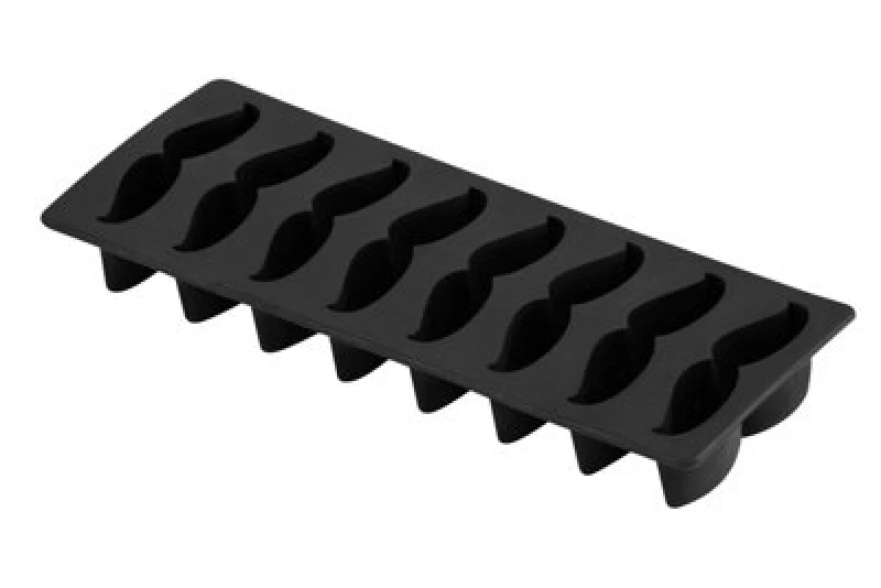 Image of Premier Housewares Moustaches Design Ice Cube Tray, Unique Ice Cube Tray, Thermoplastic Rubber Ice Freezing Tray Black