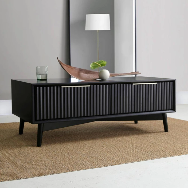 Image of Home Garden Direct Monza Coffee Table with Fluted Drawers Black Unisex