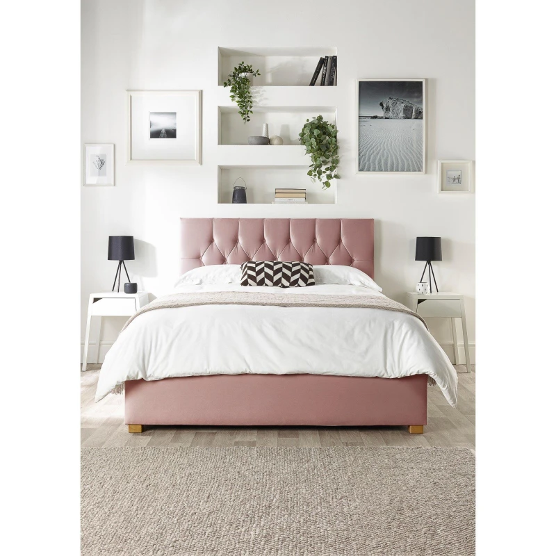 Image of Catherine Lansfield Boutique Ottoman Bed Blush unisex Single