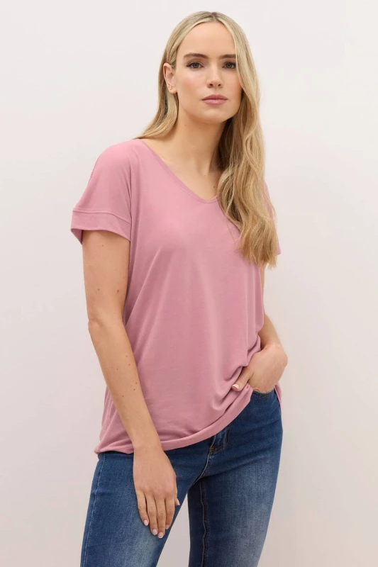 Image of Long Tall Sally Tall Premium V-Neck T-Shirt Pink
