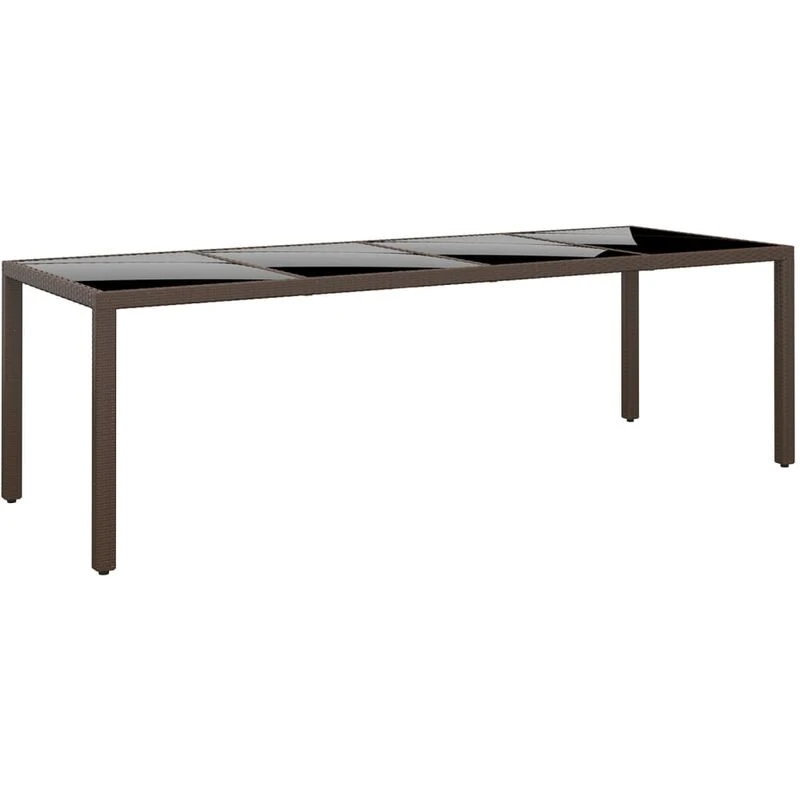 Image of VIDAXL Garden Table with Glass Top Brown Poly Rattan Vidaxl 8720286089729