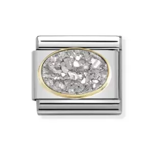 Image of Nomination Classic Gold & Drusy Agate Silver Moon Charm