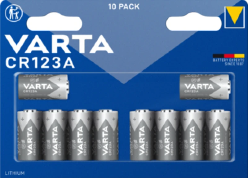 Image of Varta Lithium Battery CR123ACR17345 3V Cylindrical Pack of 10 VAR99560