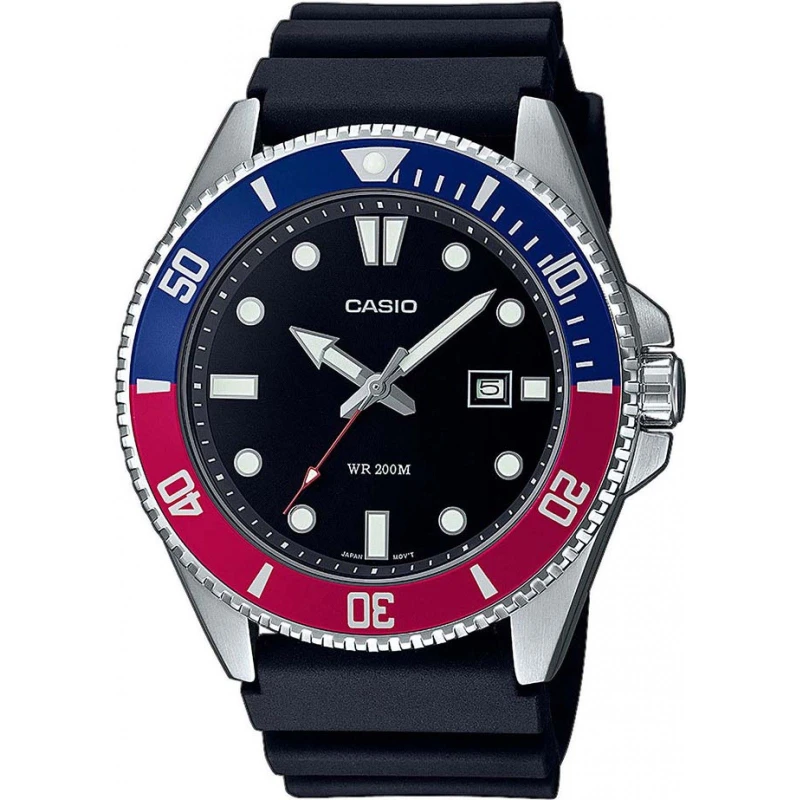 Image of Casio Casio Stainless Steel Black Strap Dual Colour Bezel Watch