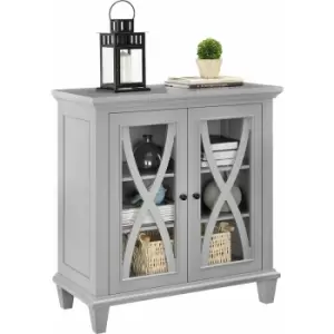 Image of Ellington Double Glass Door Accent Sideboard Cabinet Grey By Dorel