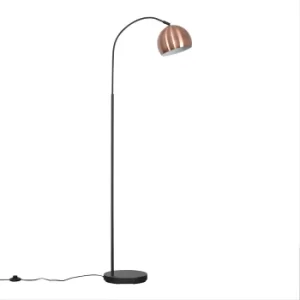 Image of Curva Dark Grey Floor Lamp with Brushed Copper Arco Shade