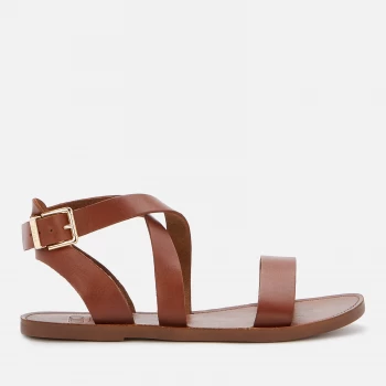 Image of Dune Womens Leels Leather Flat Sandals - Tan - UK 6