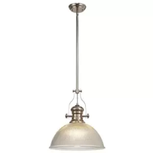 Image of Telescopic Dome Ceiling Pendant E27 With 38cm Dome Glass Shade, Polished Nickel, Clear - Luminosa Lighting