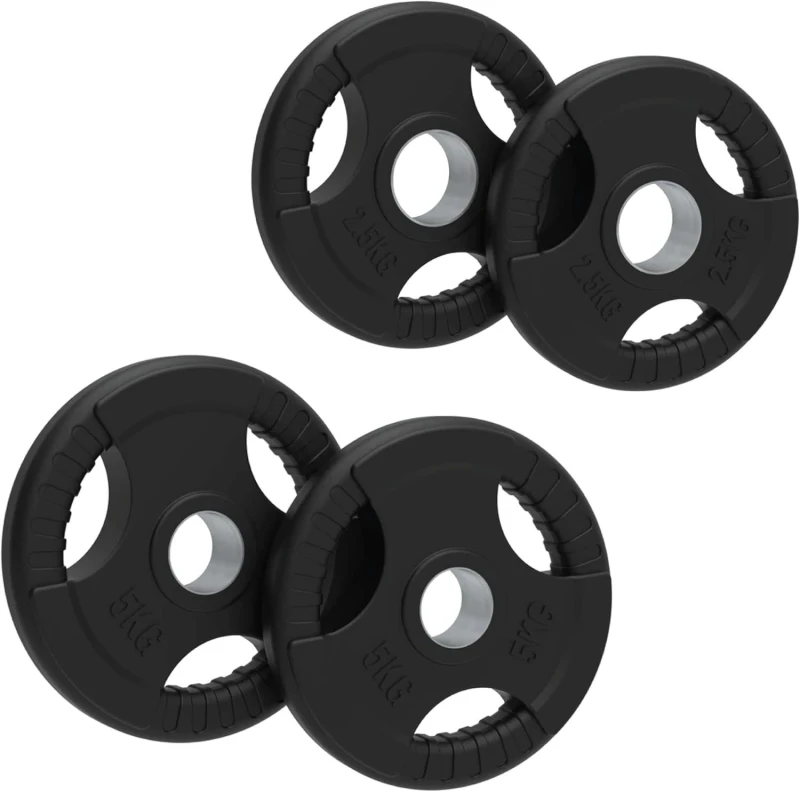 Image of Body Revolution Olympic Tri-Grip Rubber Weight Plates - Black Pairs & Sets - 15kg SET (2.5kg PAIR + 5kg PAIR) Black