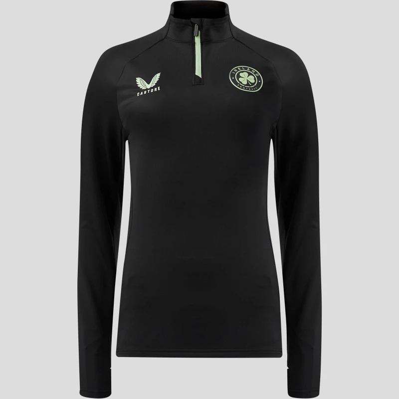 Image of Castore Republic of Ireland Quarter Zip Top Ladies - Black 14
