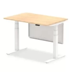 Image of Air 1200 x 800mm Height Adjustable Desk Maple Top White Leg With White