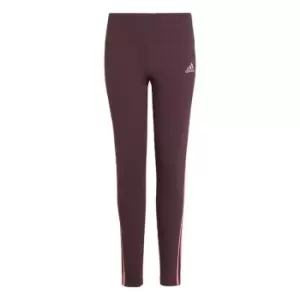 Image of adidas 3-Stripes Cotton Leggings Kids - Shadow Maroon / Bliss Pink