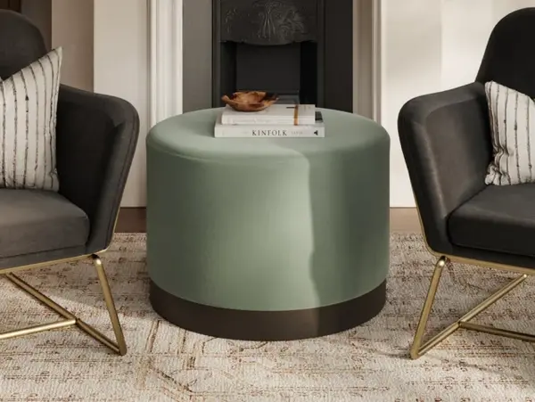 Image of LPD Lara Large Sage and Black Fabric Bedroom Stool