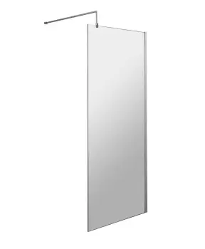 Image of Nuie 760mm Wetroom Screen & Support Bar - Polished Chrome