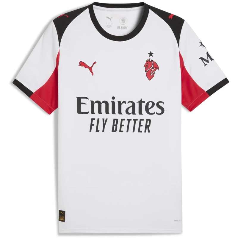 Image of Puma AC Milan Away Shirt 2025 2026 Adults White/Red male XL