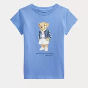Image of Ralph Lauren Girls Bear T-Shirt - Harbor Island Blue - 7 Years
