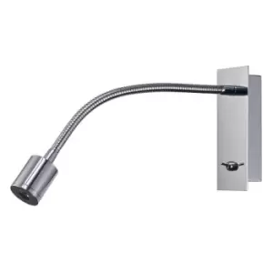 Image of 09diyas - Wall lamp with reading light Winslow Polished chrome 1 bulb 14.5cm