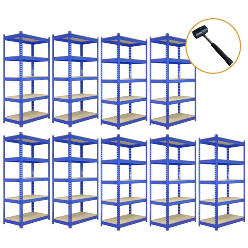 Image of MONSTER RACKING Monster Racking - 9 x Blue Racking Bay Unit 5 Tier Heavy Duty Steel Metal 280kg 5060225635765
