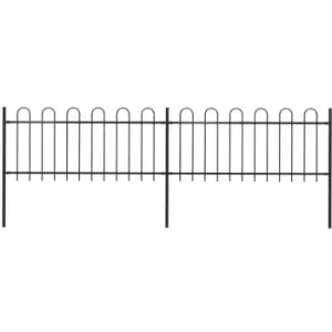 Image of Garden Fence with Hoop Top Steel 3.4x0.8 m Black Vidaxl Black