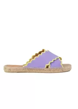 Image of Castaner Womens Piula Scallop Cross Flat Sandal In Purple