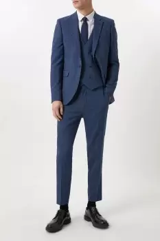 Image of Skinny Fit Blue Semi Plain Suit Trousers