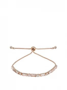 Image of Jon Richard Rose Gold Plated Fine Baguette and Round Bracelet - pink