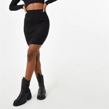 Image of Jack Wills Ribbed Knitted Skirt - Black