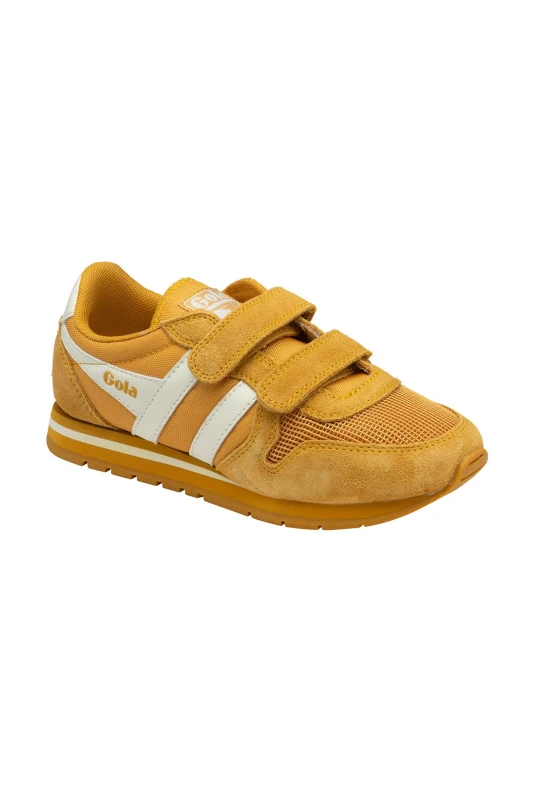 Image of Gola Classics 'Daytona 88' Kids Strap Trainers in Yellow Size: 3 Yellow Unisex 3