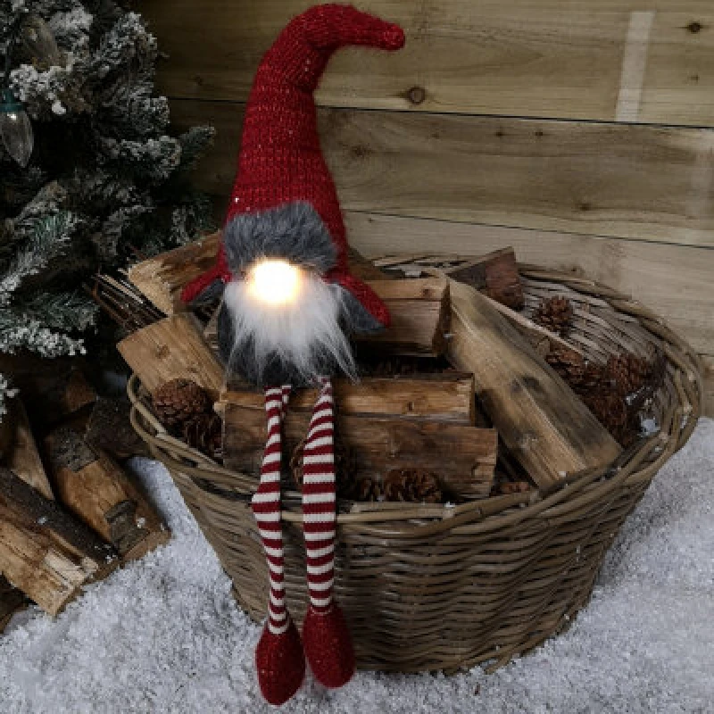 Image of Samuel Alexander 72cm Lit Plush Christmas Gonk with Dangly Legs & Aviator Hat in Red & Grey Red