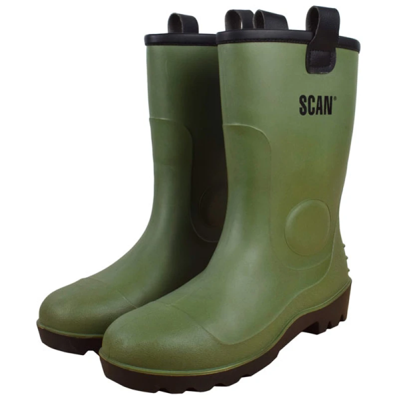 Image of Scan Fleece Lined Wellington Boots Green Size 12 FWWELFL12