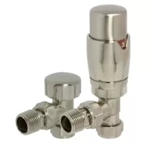 Image of Towelrads Angled TRV and Lockshield Valves Round Brushed Nickel 1/2" - 345171