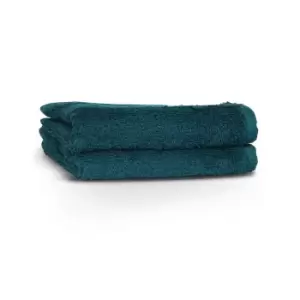 Image of The Linen Yard Loft Woven Combed Cotton 2 Pack Face Cloths Teal
