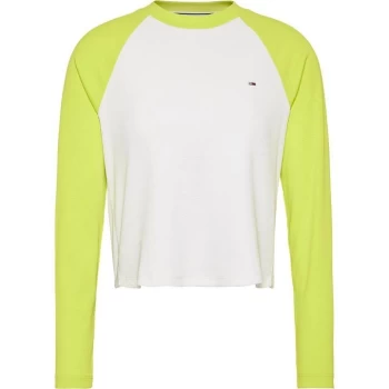 Image of Tommy Jeans Slim Raglan Long Sleeve T Shirt - Neo Lime