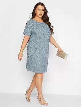 Image of Yours Curve Embellished Cape Dress - Blue Size 26-28, Women