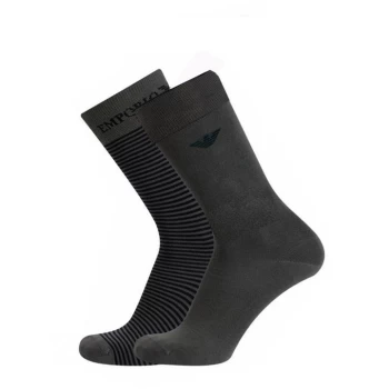 Image of Emporio Armani 2 Pack Cotton Socks Dark Grey