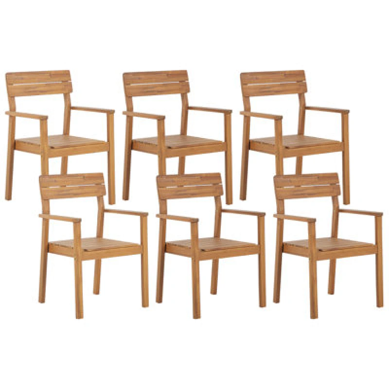 Image of Beliani Set Of 6 Garden Chairs Fornelli Acacia Wood Brown