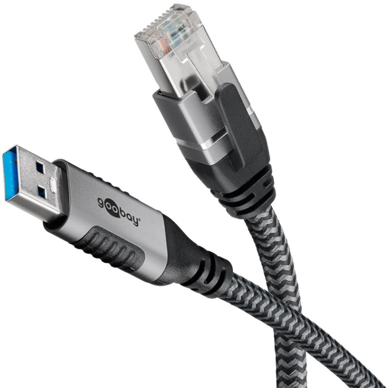 Image of Goobay 70497 cable gender changer USB A RJ-45 Black. Silver