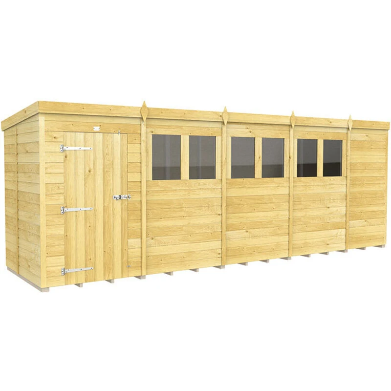 Image of Flat Pack Sheds DIY Sheds 19 x 5 Pent Shed, Brown 19X5PFF