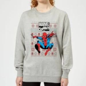 Image of Marvel Avengers Classic Spider-Man Womens Christmas Sweatshirt - Grey - L