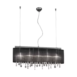 Image of Paralume Designer Crystal Fabric Straight Pendant Light Polished Chrome, 5x G9