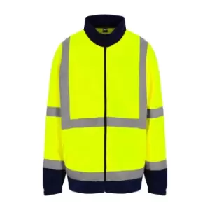 Image of PRO RTX High Visibility Mens Full-Zip Fleece (S) (Yellow/Navy)