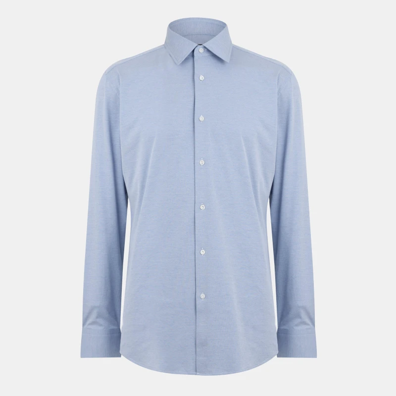 Image of Boss Mens Plain Long-Sleeve Shirt Blue male 14.5 inch