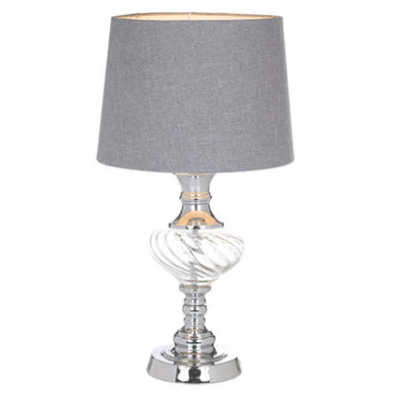 Image of K Living Witney Chrome And Glass Table Lamp, Charcoal