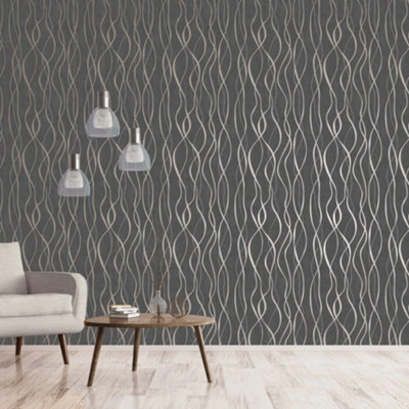 Image of Galerie Special Fx Brown Glitter Ribbons Embossed Wallpaper