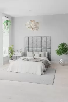 Image of EasyMount Wall Mounted Upholstered Panels, Modular DIY Headboard in Distressed Velvet Fabric (Pack of 2)