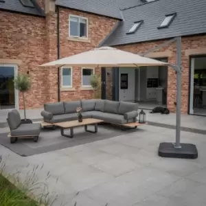 Image of Ares 3.5m Round Cantilever Parasol with Solar powered LED Lights - Beige