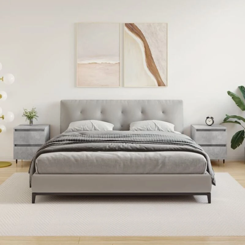 Image of VIDAXL Bedside Cabinets 2 pcs Concrete Grey 40x35x50cm Engineered Wood Vidaxl 826869