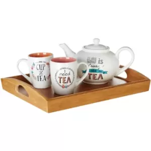 Image of Premier Housewares Essentials Bamboo Serving Tray with Handles