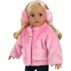 Image of Teamson Kids - Sophia's - 18 Doll - Fur Coat & Earmuff Headband - Pink