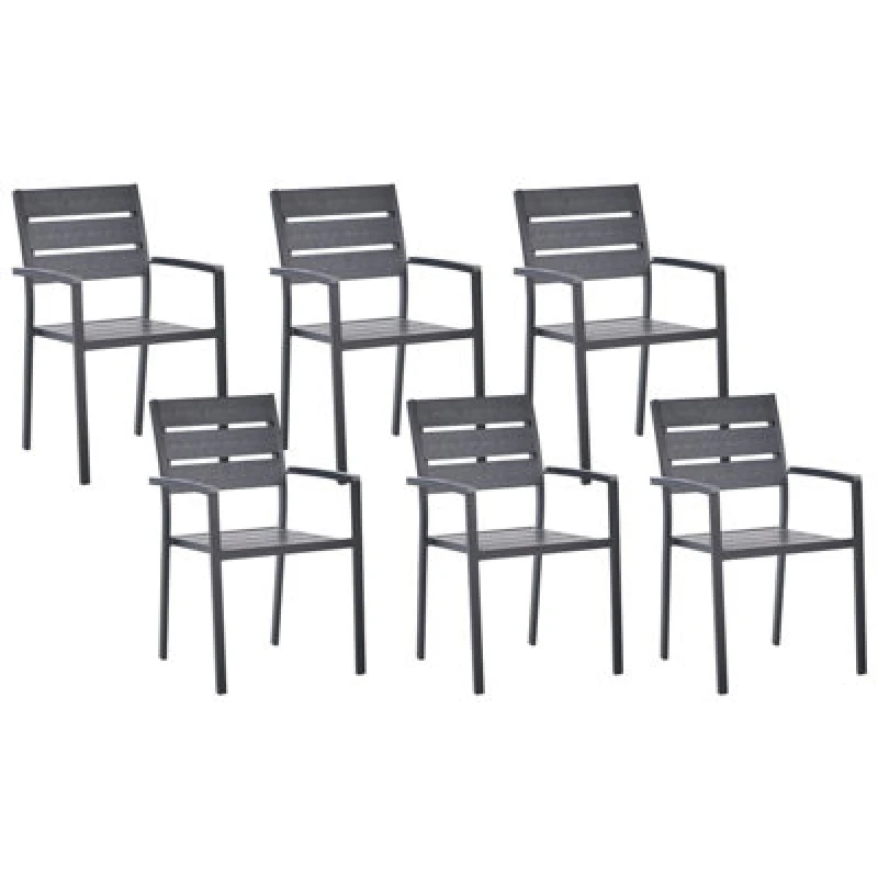 Image of Beliani Set Of 6 Garden Chairs Vernio Black